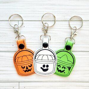 3pc Halloween Bucket Keychain Set/Bag Charm/Purse Charm/Backpack Charm/Spooky